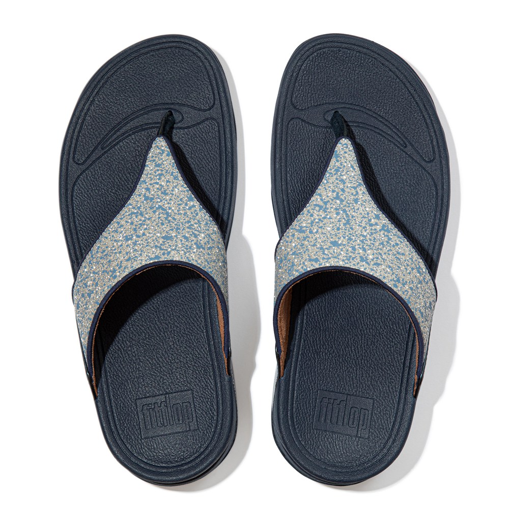 Fitflop Womens Sandals Navy - Lulu Shimmer Toe-post - 19QZTVFED